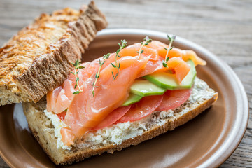 Sticker - Sandwich with salmon, avocado and tomatoes