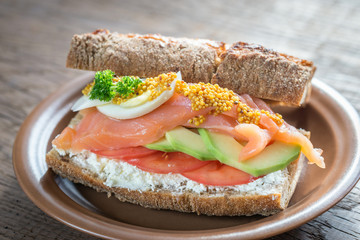 Sticker - Sandwich with salmon, avocado and eggs