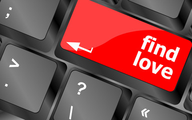 Poster - A keyboard with a find love button - social concept vector
