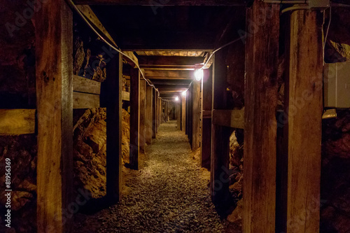 Fotografia, Obraz undergroung mine passage in the mountains