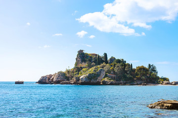 Poster - island Isola Bella in Ionian Sea near Taormina