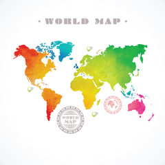 vector water-colour world map