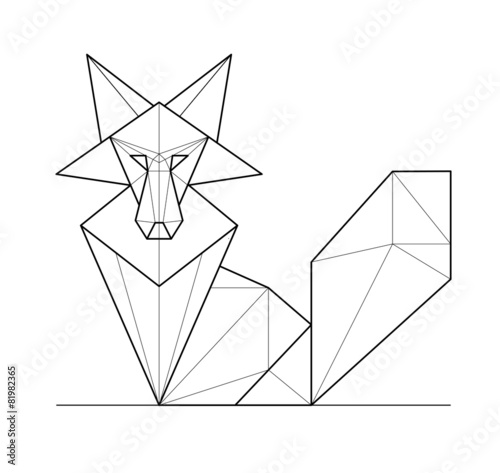 Fotografía Zorro. Bajo polígono ilustración vectorial lineal