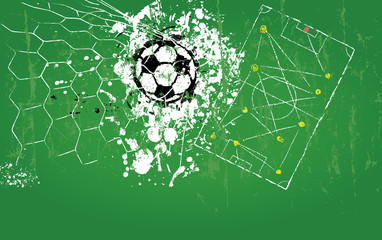 grungy soccer ball, vector illustration, free copy space