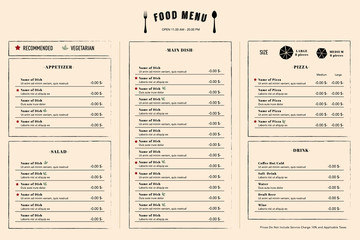 restaurant menu design template layout with logo