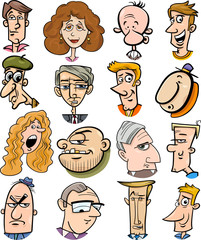 Wall Mural - cartoon people characters faces