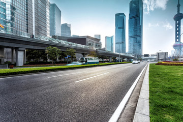 Poster - urban road and modern city skyline