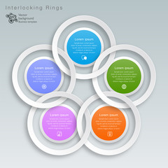 Wall Mural - Interlocking White Rings #Vector Graphic