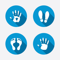 Wall Mural - Hand and foot print icons. Imprint shoes symbol.