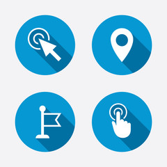 Poster - Mouse cursor icon. Hand or Flag pointer symbols.