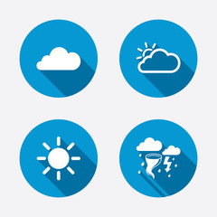 Wall Mural - Weather icons. Cloud and sun. Storm symbol.