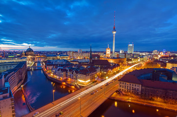 Wall Mural - The center of Berlin with the televison tower at night