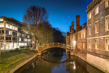 Mathematical Bridge In Cambridge, UK (Twilight Shot)