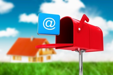 Poster - Composite image of red email postbox
