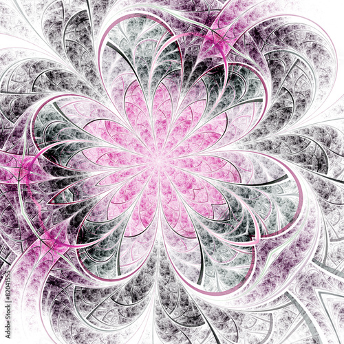 Fototapeta do kuchni Elegant black and pink fractal flower, digital artwork