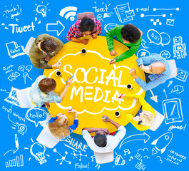 Wall Mural - Social Media Global Communication Technology Connection Concept