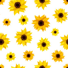 Seamless Pattern With Sunflowers. Vector Illustration.