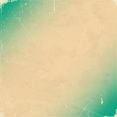 Poster - Old white scratched card with green halftone gradient