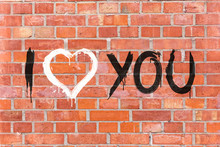 "I Love You" Graffiti Auf Einen Mauerhintergrund Gerendert