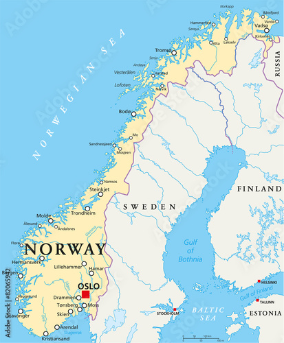 Fotografía Norway Political Map