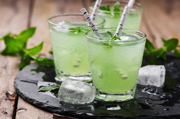 Canvas Print - green cocktail witn rum and mint