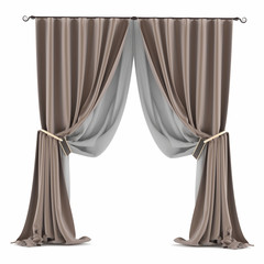 brown grey curtain isolated