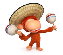 3d Monkey Costs In A Sombrero Maracases
