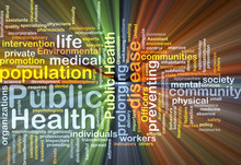 Public Health Wordcloud Concept Illustration Glowing