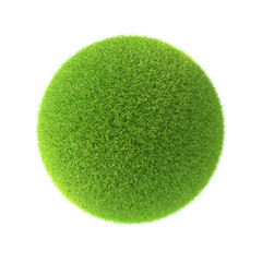 Green grass ball. Isolated on white background