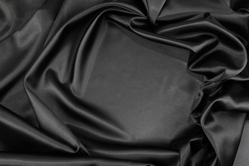Black silk sheet fabric material 