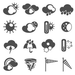 Wall Mural - weather forecast symbols icons set black