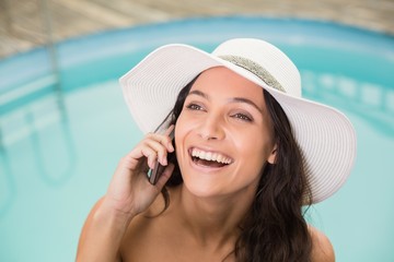 Wall Mural - Beautiful woman in bikini relaxing