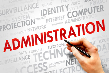 Poster - administration word cloud, security concept