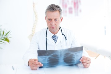 Wall Mural - Thoughtful doctor holding xray