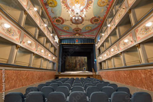 Old Theater inside view. Ripatransone, Marche region, Italy. Poster