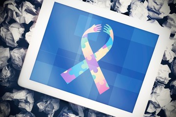 Poster - Composite image of autism awareness ribbon
