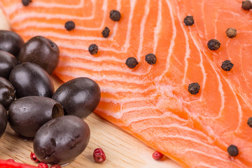 Wall Mural - Raw salmon steak.