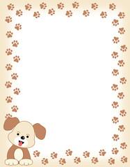 Wall Mural - Dog paw print frame with dog