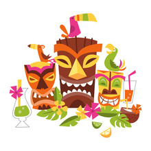 Vector Illustration Of Hawaiian Luau Party