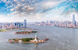 Aerial view of Statue of Liberty - Manhattan and Jersey City
