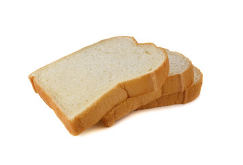 stack of sliced American white bread on white background