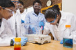 © Erik Isakson/Blend Images - Teacher and students working in science lab