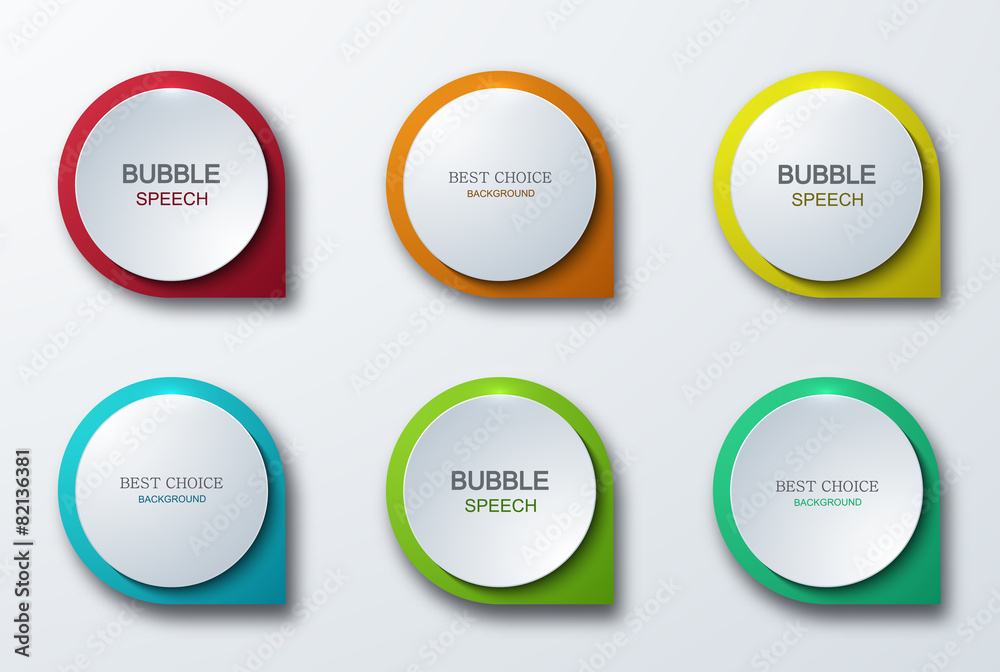 Vector modern colorful bubble speech icons set - obrazy, fototapety, plakaty 