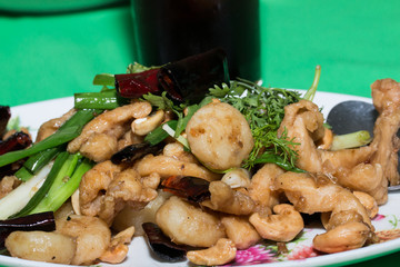 fried chicken stir with cashew nut in sweet source