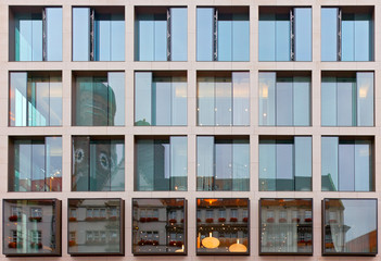 old building architecture reflected in modern building