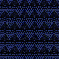 Wall Mural - Black and blue lace seamless stripes pattern.