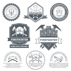 firefighter label template of emblem element for your product or