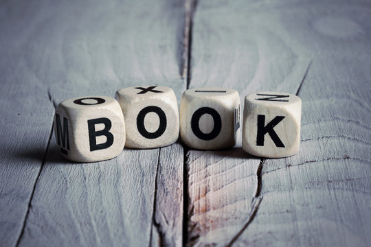 Word Book written on wooden blocks. Vintage style.