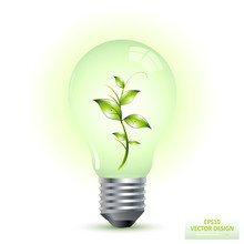 Green Light Bulb Vector