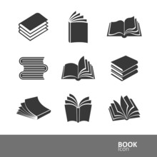 Book Silhouette Icon Set,vector Illustration